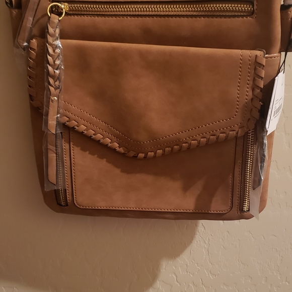 VR NYC Zip Closure Whipstitch Trim Flap Crossbody - Picture 5 of 7